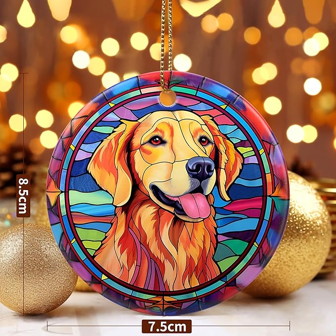 Golden Retriever Ornament Christmas, 2.8" Ceramic Christmas Decoration, Dog Christmas Tree Ornament, Holiday Ornament Gift, Golden Retriever Themed Gifts, Christmas Keepsake Ideas