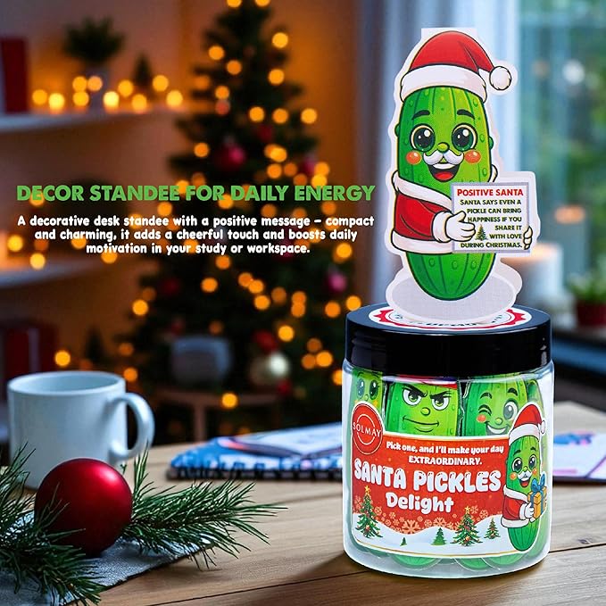 Funny Holiday Pickle Jar for Santa – 60 Motivational Notes & Gag Affirmations | Secret Santa Gift, Stocking Stuffer, Christmas Desk Decor, Just Because Holiday Pickle Gift for Adults, Coworkers