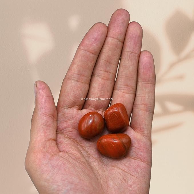 Amazing Gemstone Red Jasper Crystals and Healing Stones Tumbled - 1000+ Carats Red Jasper Stone, Natural Healing Stones for Energy Balance, Stress Relief - Premium Polished Gems Rocks for Meditation