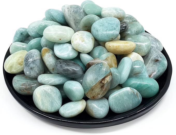 Amazonite Healing Crystal Stone Set - 24 Pieces, 0.6" Natural Polished Stones for Healing, Meditation, Reiki, Chakra, Crafting & Decoration