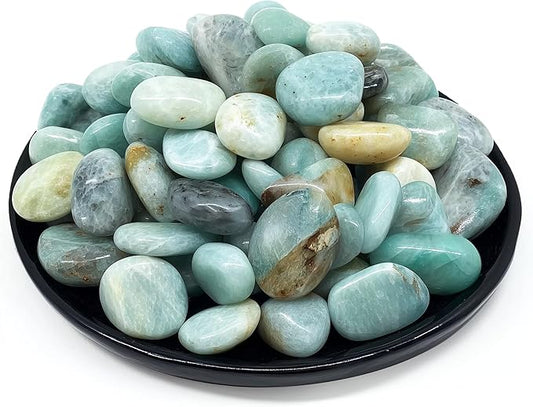 Amazonite Healing Crystal Stone Set - 24 Pieces, 0.6" Natural Polished Stones for Healing, Meditation, Reiki, Chakra, Crafting & Decoration