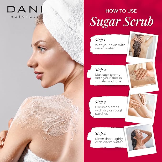DANI Naturals Exfoliating Sugar Scrub - Citrus Rose - Organic Cane Sugar & Shea Butter - Deep Hydration & Gentle Exfoliation for Smooth, Radiant Skin - 14 oz