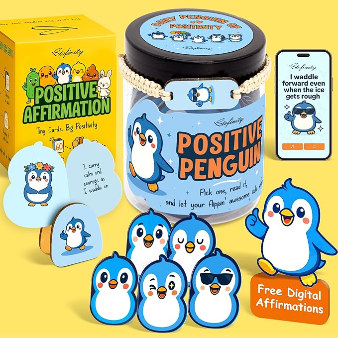 Positive Penguin Gifts For Women - Daily Affirmation Cards For Teens, Emotional Support Inspirational Gift For Women Coworkers, Unique Teen Girl Gifts Trendy Stuff For Birthday, Christmas