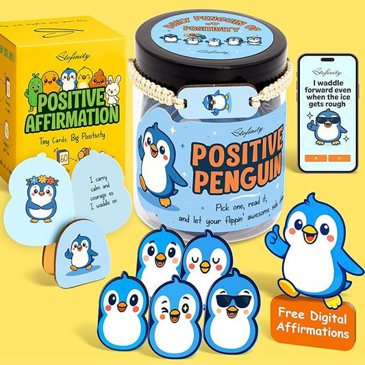 Positive Penguin Gifts For Women - Daily Affirmation Cards For Teens, Emotional Support Inspirational Gift For Women Coworkers, Unique Teen Girl Gifts Trendy Stuff For Birthday, Christmas
