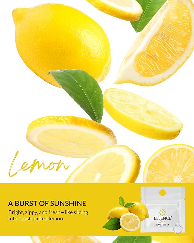 Essence Wearable Aromatherapy Nasal Diffuser – Lemon Essential Oil Nose Ring Silicone Inhaler for Stress & Mood Support - Made in USA & Travel-Friendly