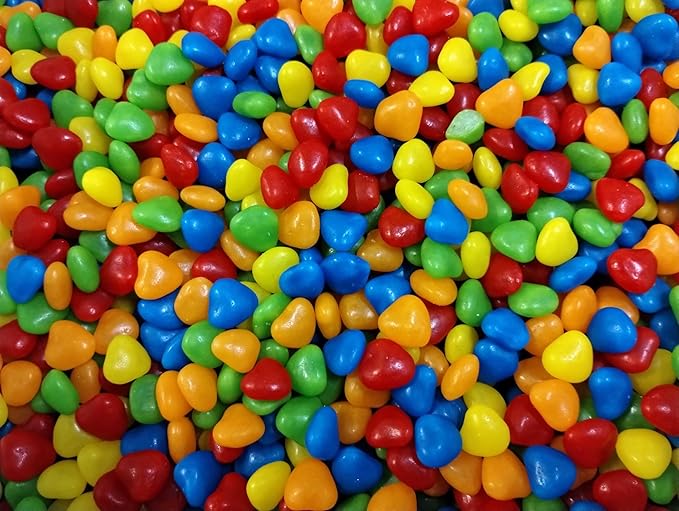 Assorted Fruit Flavored Mini Heart Candy - 2 lbs of Fresh Red Yellow Blue Green Orange Crunchy Bite Size Sweet Hard Candy