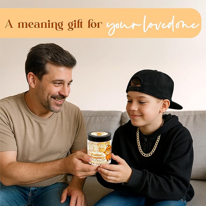 Positive Pumpkin Jar with 60 Daily Affirmation Cards, Emotional Support Pumpkin, Thanksgiving Decorations, Pumpkin Decorations, Pumpkin Gift, Thanksgiving Gifts, Fall Gifts For Women