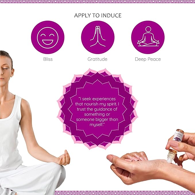 Crown Chakra Essential Oil Roll-On Blend by Aromafume | 10ml/0.33 fl oz | Sahasrara | Aromatherapy Oils for Chakra Balance | Lavender & Jasmine Extracts | Chakra Incense for Meditation, Yoga, Reiki