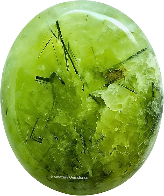 Amazing Gemstone Prehnite Epidote Crystals and Healing Stones - Large Palm Stone Crystals Piedra - Crystal for Good Luck, Positive Energy, Meditation - Unique Stocking Stuffers, Gifts for Women, Men