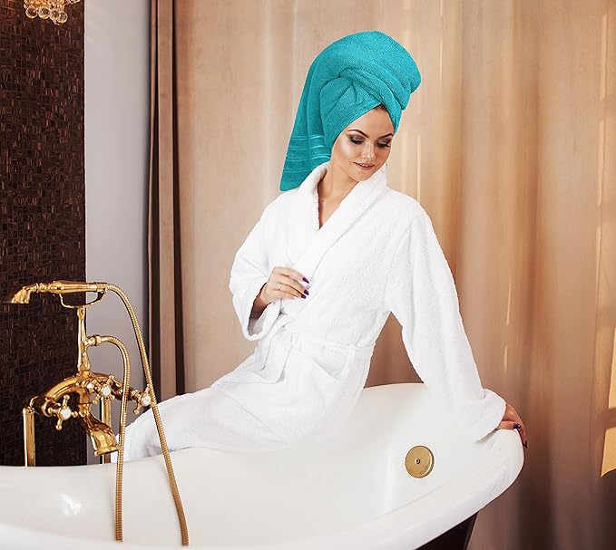 Utopia Towels 8 Piece Luxury Towel Set, 2 Bath, 2 Hand, and 4 Wash Cloths, 600 GSM Ring Spun Cotton, Highly Absorbent Viscose Stripe Towels, Ideal for Everyday use, Turquoise