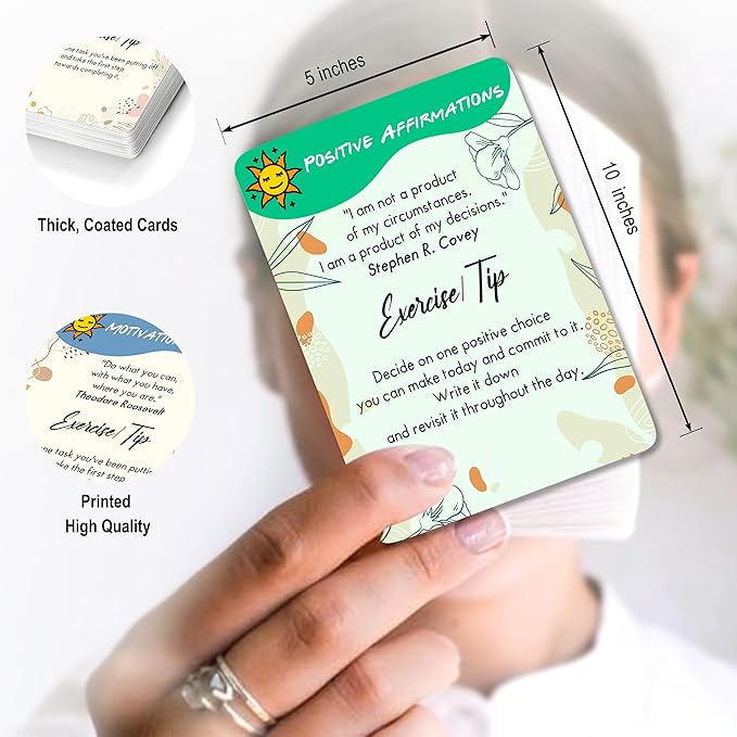Affirmation cards - 60 Unique Mindfulness Cards for Anxiety Relief, Relaxation, and Self-Care - Daily Meditation and 120 Positive Affirmations for Womens and Men, motivational, inspiration