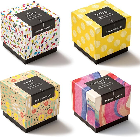Compendium ThoughtFulls Pop-Open Cards — 4-Pack of Celebrating You, Be Happy, Happy Day, Smile — 120 Pop-Open Cards, Each with a Different Message Inside