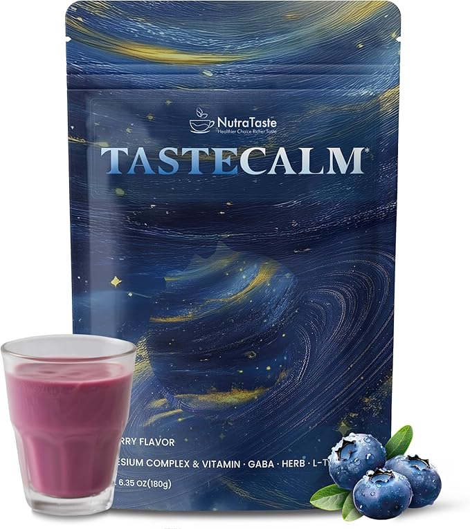 Calm Magnesium Powder, Ashwagandha, L-Theanine, GABA & 6 Mushrooms | Magnesium Glycinate Supplement for Relaxation & Calm Support | Non-GMO, Gluten-Free, Blueberry Flavor, 6.35oz
