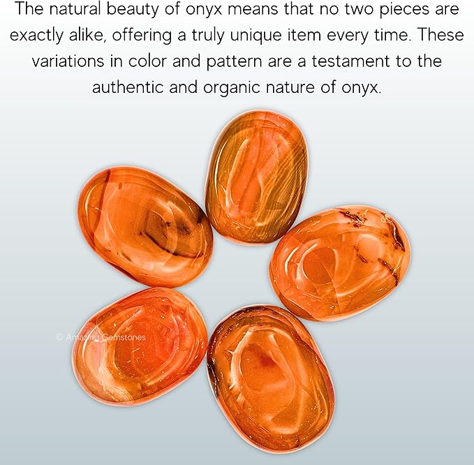 Amazing Gemstone Red Onyx Crystals and Healing Stones - Large Palm Stone Crystals Piedra - Crystal for Good Luck, Balanced Positive Energy, Meditation - Unique Stocking Stuffers, Gifts for Women, Men