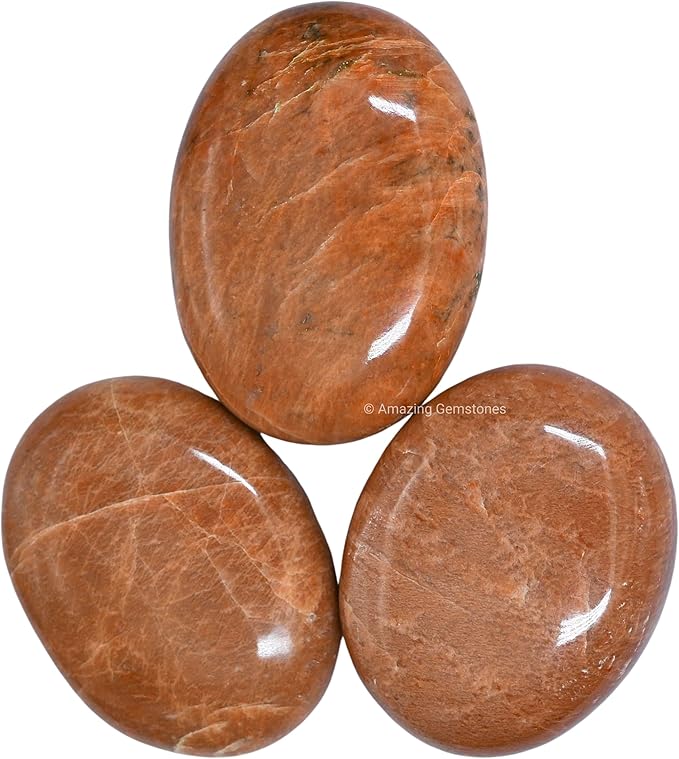 Amazing Gemstone Peach Moonstone Crystals and Healing Stones - Large Palm Stone Crystals Piedra - Crystal for Good Luck, Positive Energy, Meditation - Unique Stocking Stuffers and Gifts for Women, Men