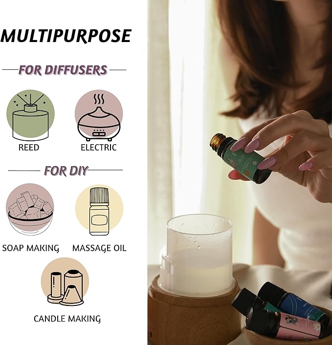 Folkulture Essential Oils for Diffuser Oil | Fall Essential Oils Set of 6 x 0.34 fl oz | 60 ml Fragrance Oil | Diffuser Oils Fall Scents for Home | Vanilla Essentials Oils - Pumpkin Spice