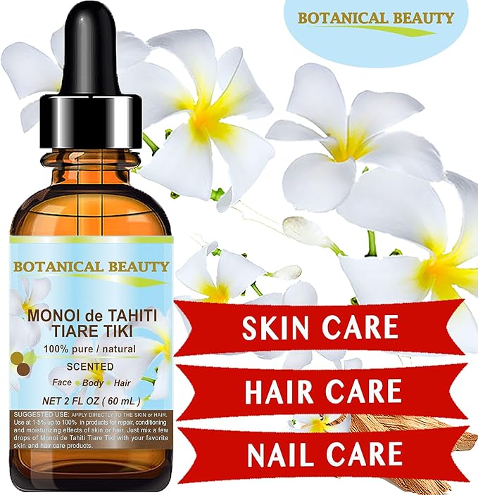 Botanical Beauty MONOI de TAHITI OIL TIARE TIKI 100% Pure Natural Undiluted Virgin 1 Fl. Oz.- 30 ml for FACE, SKIN, BODY, HAIR, NAILS