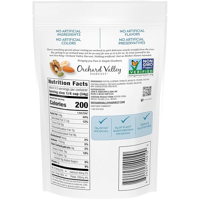 Orchard Valley Harvest Keto Crunchy Trail Mix, 5.5 Ounces (Pack of 6), Pepitas, Almonds, Peanuts, Walnuts, and Pecans, Low Carbs, Non-GMO, No Artificial Ingredients, Healthy Snacks for Adults