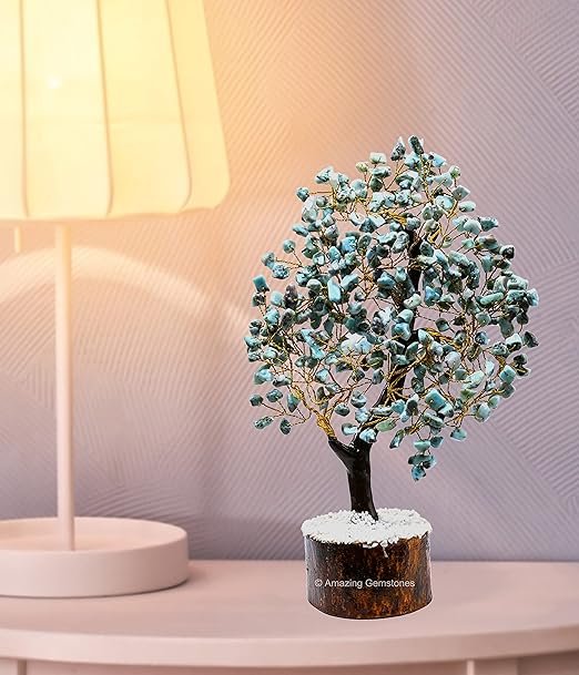Amazing Gemstone Crystals and Healing Stones Birthday Gifts for Women - Larimar Crystal Tree of Life Home Decor Stocking Stuffers, Bookshelf, Room, Meditation Gift for Mom Dad, Unique Birthday Gifts