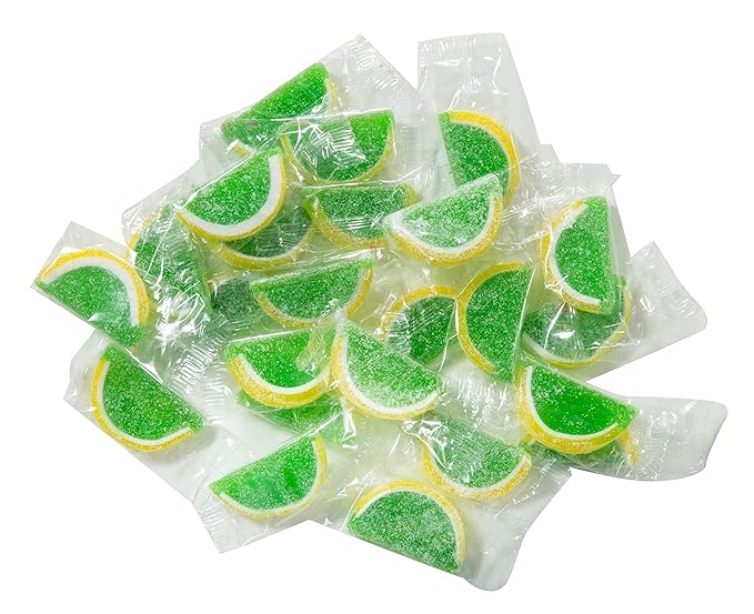 Boston Fruit Slice Individually Wrapped Gourmet Gummy Candy 1lb Box (Lemon/Lime)