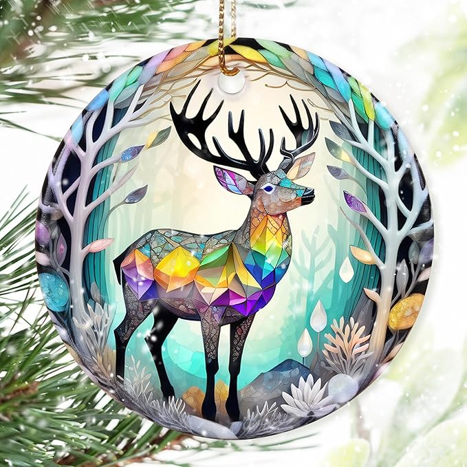 Colorful Ceramic Elk Christmas Ornament, Elk Ornaments for Christmas Tree, Holiday Decorations, Christmas Decor, Elk Gifts, Christmas Ornament Gift Ideas
