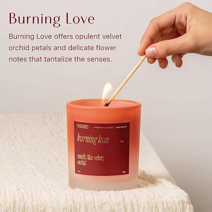 Benevolence LA Burning Love Scented Candles | 10 oz, 40-50 Hour Burn, Love Candle for Women | Romantic Gifts for Women and Men | Gift for Husband, Wife, Girlfriend | Spring Candles - Velvet Orchid