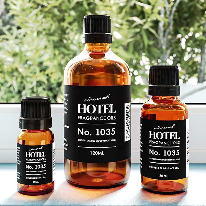 AirScent Hotel Diffuser Oil No. 1035 Inspired by Gramercy Park's Cade 26 Santal Blend - Fragrance Oil for Ultrasonic and Waterless Diffusers and Crafting - 10 mL, 0.34 fl oz Glass Bottle with Dropper