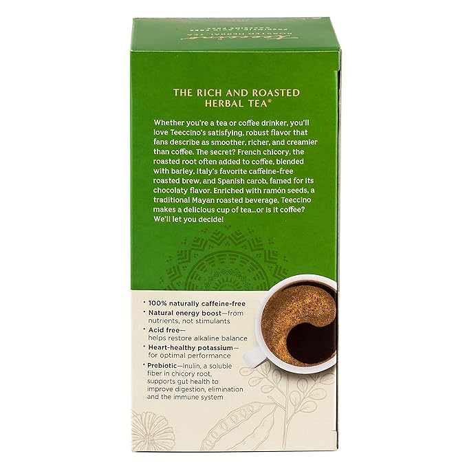 Teeccino Maya Chai Herbal Tea - Rich & Roasted Herbal Tea That's Caffeine Free & Prebiotic for Natural Energy, 25 Tea Bags