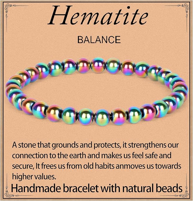 LPBeads Handmade Natural Gemstone Stretch Elastic Bracelet Healing Crystal Round Stone Beads Jewelry Gifts for Women Men