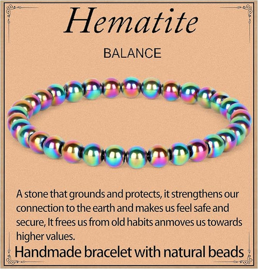 LPBeads Handmade Natural Gemstone Stretch Elastic Bracelet Healing Crystal Round Stone Beads Jewelry Gifts for Women Men