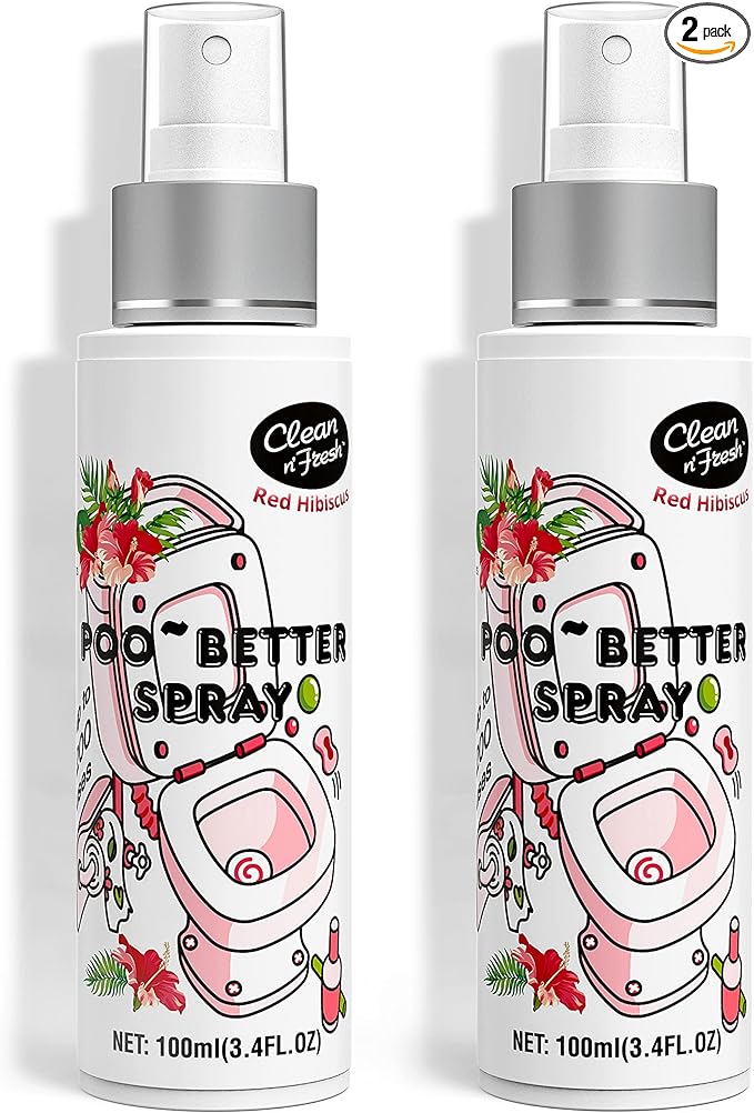 Clean-n-Fresh Toilet Spray 6.8 Oz, Hibiscus Scent, Bathroom Odor Deodorizer, A Great Air Freshener for Room, Home, Travel Size, Up to 400+ Uses, 2 Pack