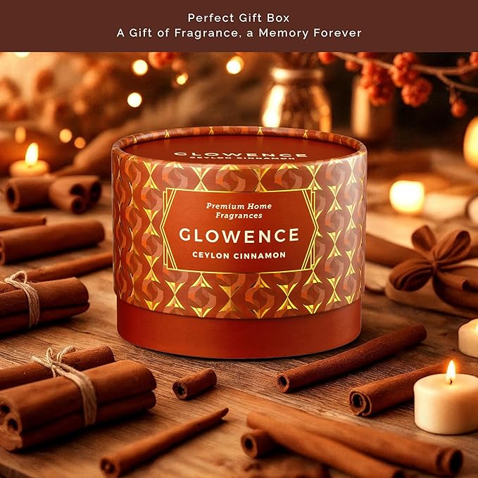 Cinnamon Scented Fall Candle - 100% Natural Soy Wax - Large 3 Wick Jar Candle - Up to 40 Hours Burning Time - Aromatherapy Candles for Home - Housewarming Gift for Women & Men