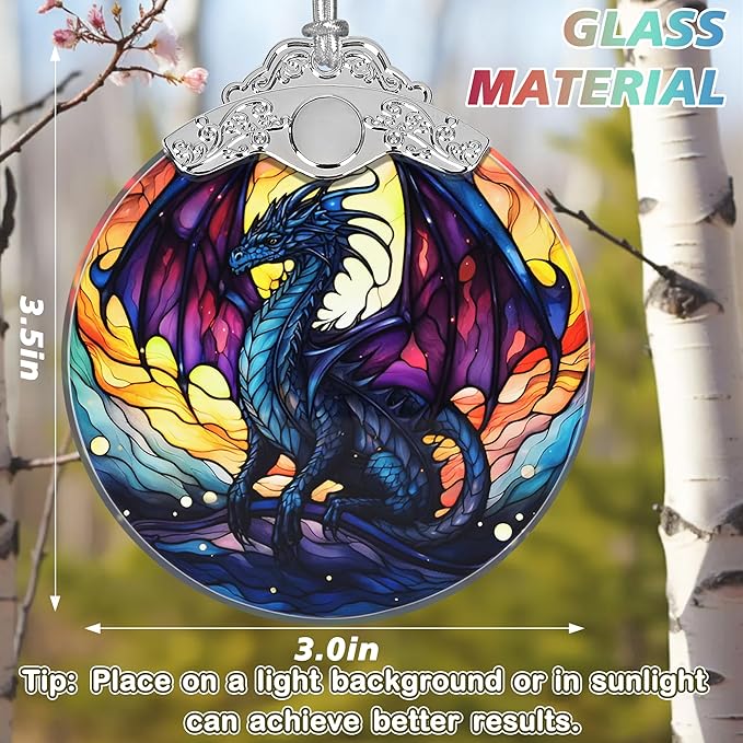 Flying Dragon Stained Glass Orament - Christmas Ornament - Christmas Decorations for Tree - Holiday Present ldeas - Gift Exchange