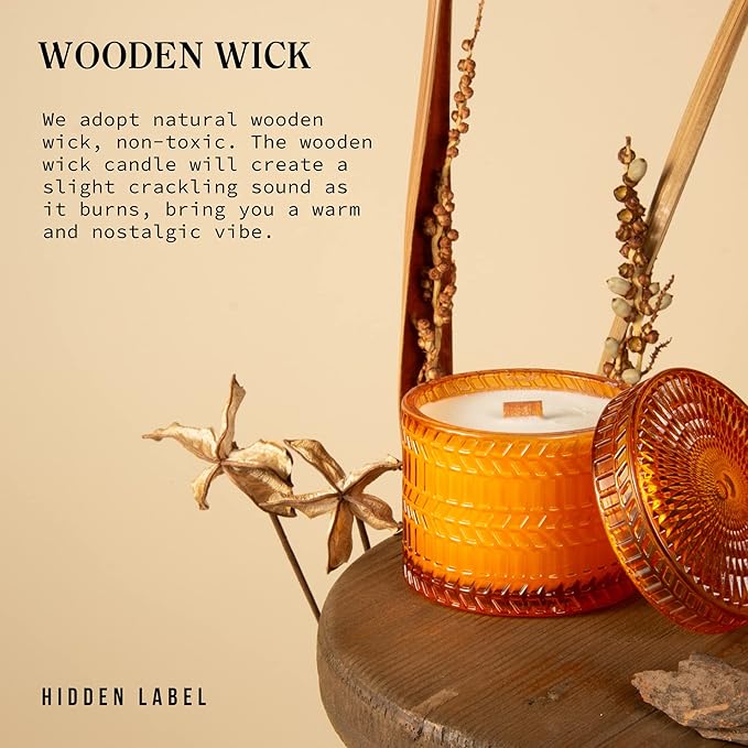 Hidden Label Zesty Bergamot Scented Candles for Home Scented, Candle Gifts for Women,Crackling Wood Wick Soy Candles, 7.4oz Glass Decorative Jar