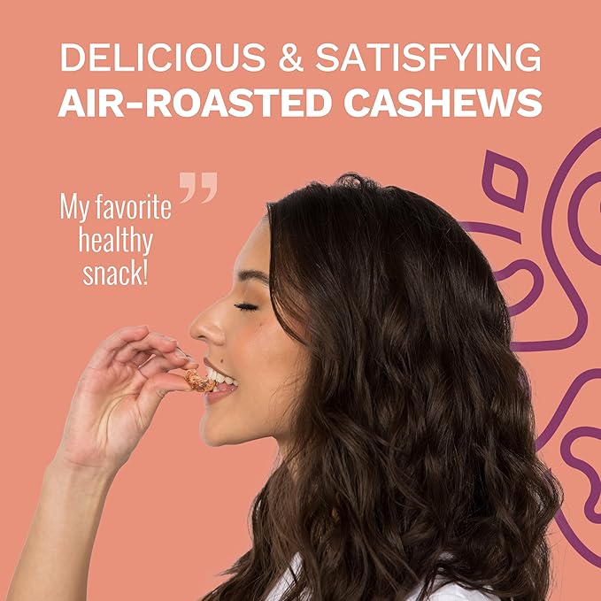 Cinnamon Wrapped Whole Cashews by Karma Nuts, Sweet & Savory, Air Roasted with Natural Skins, 2X more Fiber, Peanut-Free Facility, Kosher, Everyday Nut Snack, 7oz Resealable Bag - 6 pack