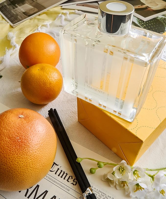 M&SENSE Citrus Zest Scent Diffuser - 7.04oz Reed Diffusers for Home, Scented Diffuser Gifts for Women, Home Fragrance Diffusers with Sticks for Bathroom Bedroom & Shelf Décor