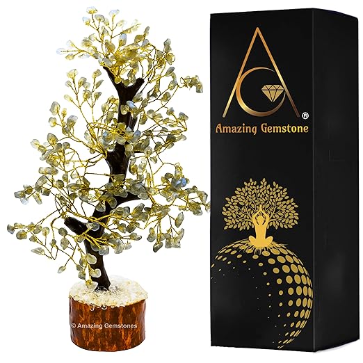 Amazing Gemstone Crystals and Healing Stones Birthday Gifts for Women - Labradorite Crystal Tree of Life Home Decor Stocking Stuffers, Bookshelf, Room, Meditation Gift for Mom, Unique Birthday Gifts