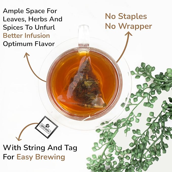 BREWIX, Chocolate Rooibos Herbal Tea (15 Pyramid Tea Bags) | Rich Red Tea with Cocoa, Cinnamon & Mint | Naturally Caffeine-Free | Dessert-Inspired Wellness Blend | Soothing Red Tea for Evening Comfort