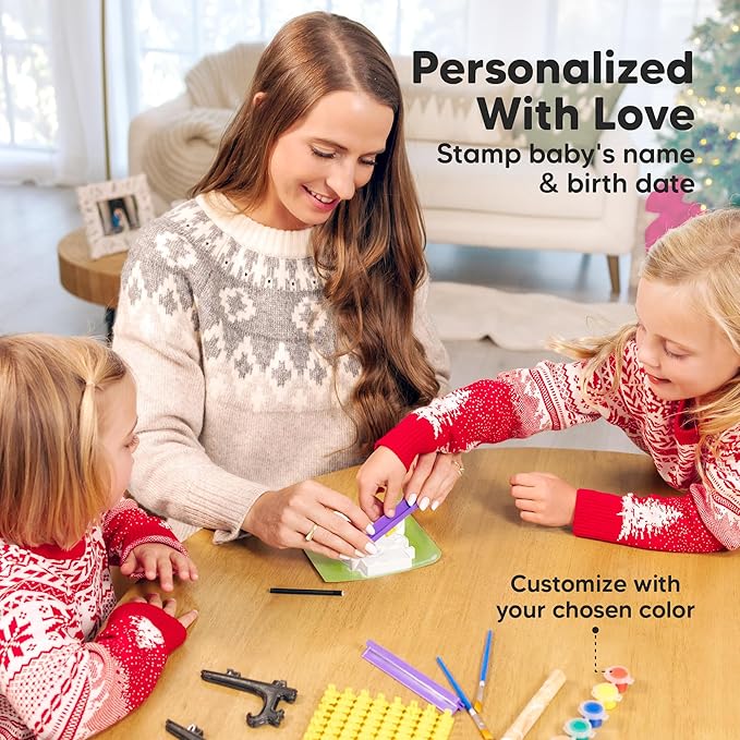 Baby Hand and Footprint Kit - Personalized Newborn Footprint Ornament, Clay Handprint Keepsake, Easy DIY Dog Paw Print Kit, Baby Shower Gifts for Boys, Girls, New Mom Gifts (Snow)