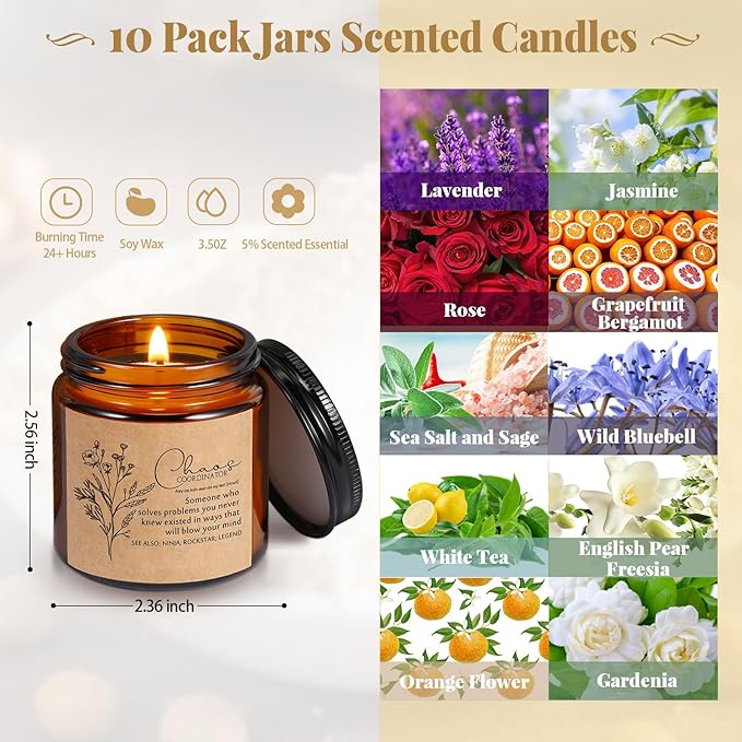 Fumete 10 Pcs Jars Scented Soy Candles 3.5 oz May You Be Proud of The Difference Candles Team Thank You Gifts for Employee Appreciation Gifts Coworker Vet Tech Nurse Teachers(Amber,Coordinator)
