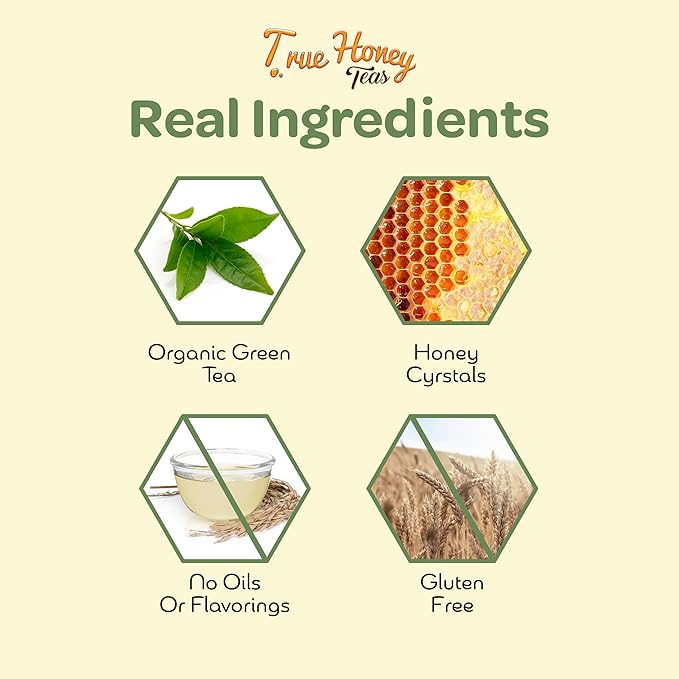 True Honey Green Tea Pods - Honey Crystals Blended in Every Tea Pod, Supports Heart Health, Excellent Antioxidants, All Natural, Organic, Herbal & Caffeine-Free, 22 Green Tea Pods
