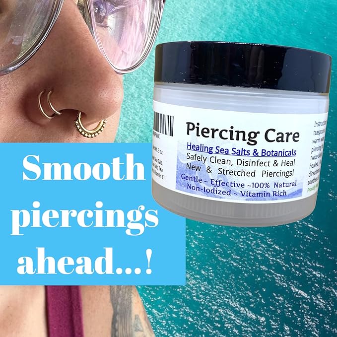 Urban ReLeaf Piercing Care - Healing Sea Salt & Botanical Aftercare - Safely Clean & Heal New & Stretched Piercings - 1 (3 Ounce)