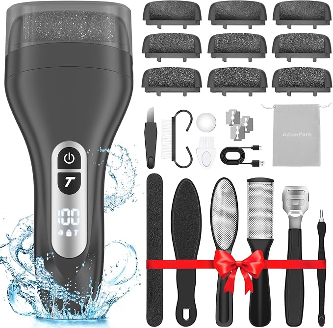 Electric Callus Remover for Feet,Rechargeable Electronic Foot File Pedicure Tools,Professional Waterproof Foot Scrubber File,Portable Pedi Feet Care for Cracked Heels &Dead Skin with LCD Display