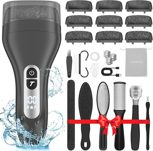 Electric Callus Remover for Feet,Rechargeable Electronic Foot File Pedicure Tools,Professional Waterproof Foot Scrubber File,Portable Pedi Feet Care for Cracked Heels &Dead Skin with LCD Display