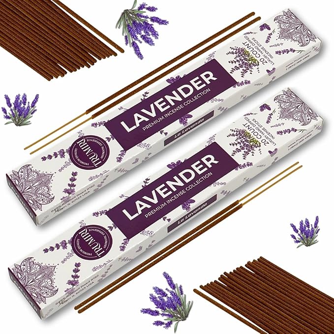 Lavender Incense Sticks - Incienso de Lavanda - Total 120 Insence-Sticks - 6 Packs of 20 Insense - Inciensos - Inscents - Natural Non Toxic Ingredients - Incents - Incence - Inscense - Insents