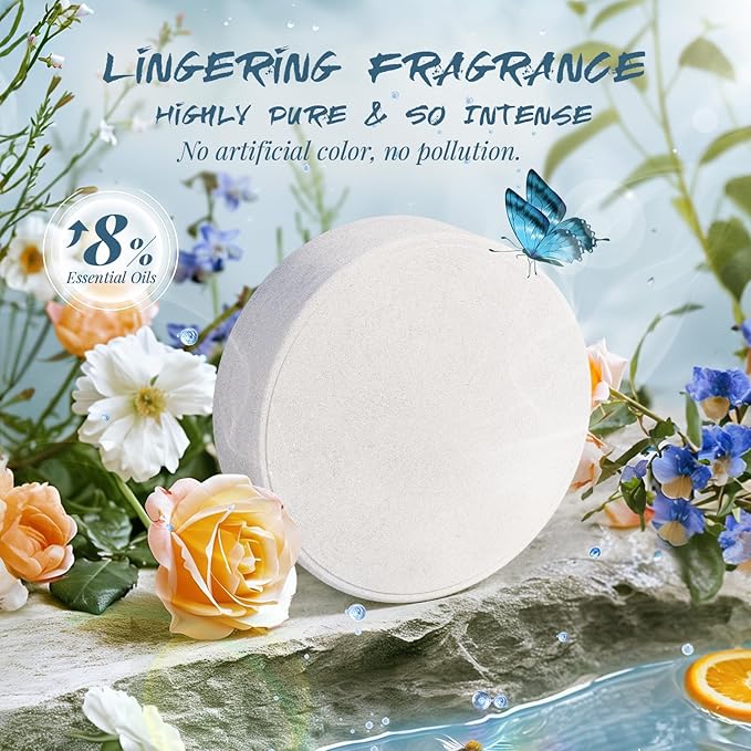 Shower Steamers Aromatherapy, 8% Natural Essential Oils, Women/Men Spa Steamer, Lingering Intense Aroma, Soothing Stress Relief, Body&Soul Relaxing Bath Bombs, Stocking Stuffer for Friend/Family