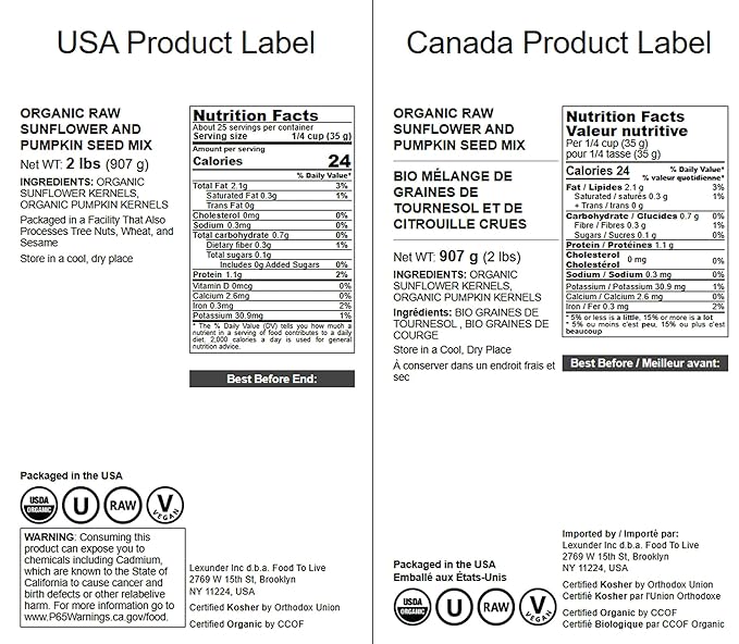 Food to Live Organic Sunflower and Pumpkin Seed Mix, 2 Pounds – Natural Snack, Rich in Protein, Perfect for Snacking, Baking and Salads, Raw, Vegan, Kosher, Bulk