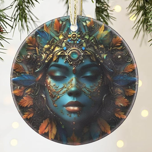 Hippie Theme Christmas Ornament - 3.5 Inch Ceramic Hanging Decoration for Christmas Tree, Gift Exchange or Holiday Presents