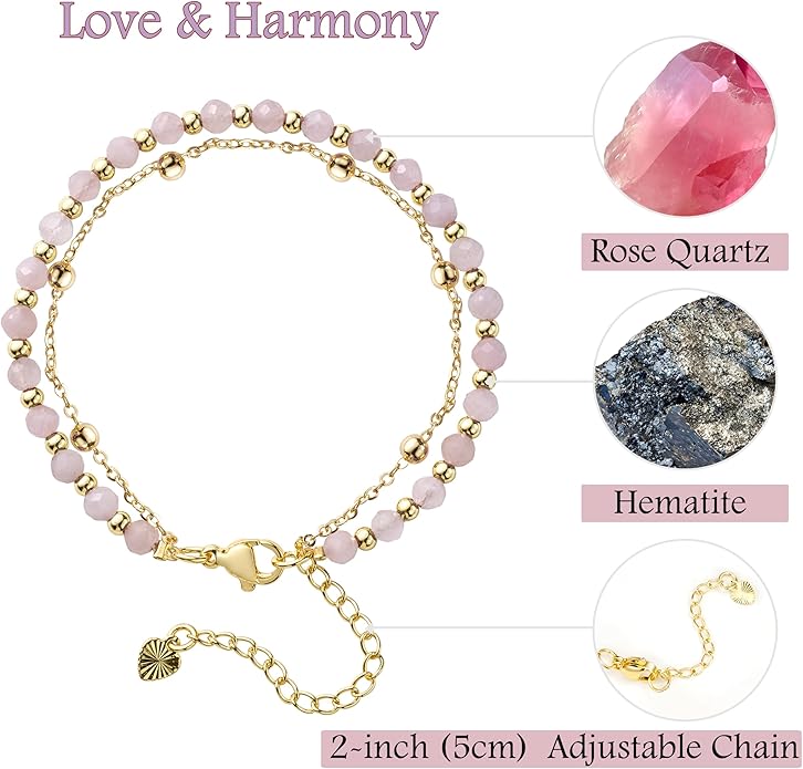 Farfume Crystal Bracelet Beaded Bracelets for Women 4mm Natural Stone Beads Gemstone Handmade Anxiety Jewelry Gifts