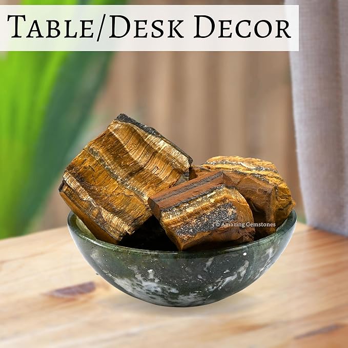 Amazing Gemstone Tiger Eye Raw Crystals and Healing Stones, Natural Rocks for Tumbling and DIY Raw Stones and Crystals (5 Pieces)